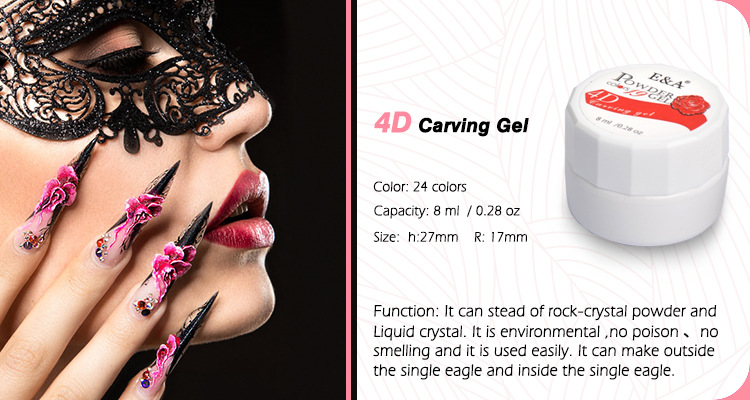 E&A 4D Stereoscopic Phototherapy Nail Art Carved Clay Carved Flower Glue 24-color exclusive for export pic 1