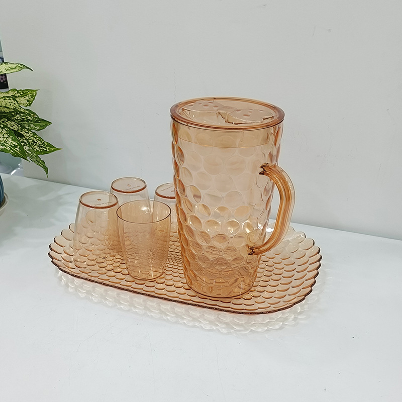 A new six-piece set of water bottle cup tray with orange dot pattern heat-resistant water cups pic 4