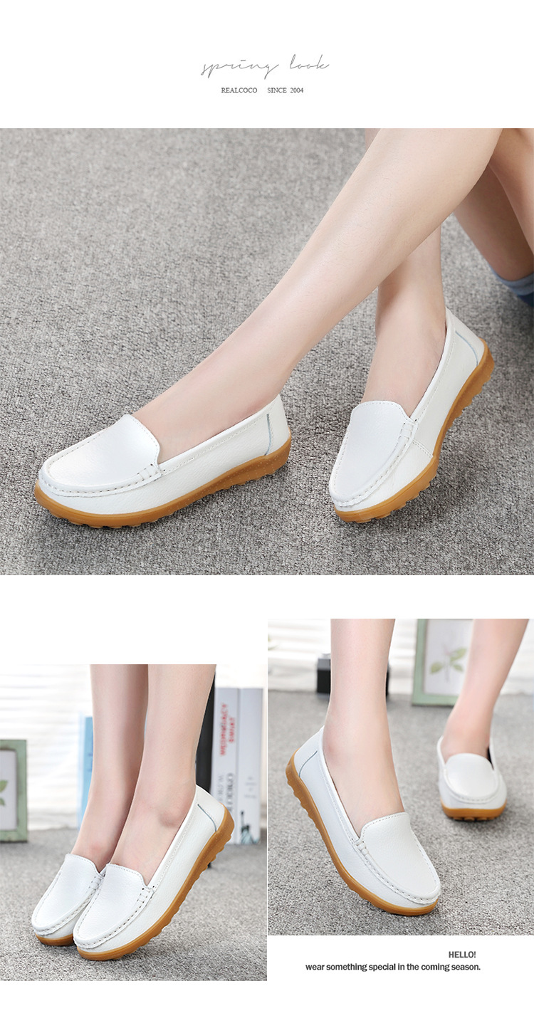 真皮豆豆鞋软底女鞋妈妈鞋女式休闲平底鞋牛筋底一脚蹬中老年单鞋详情8
