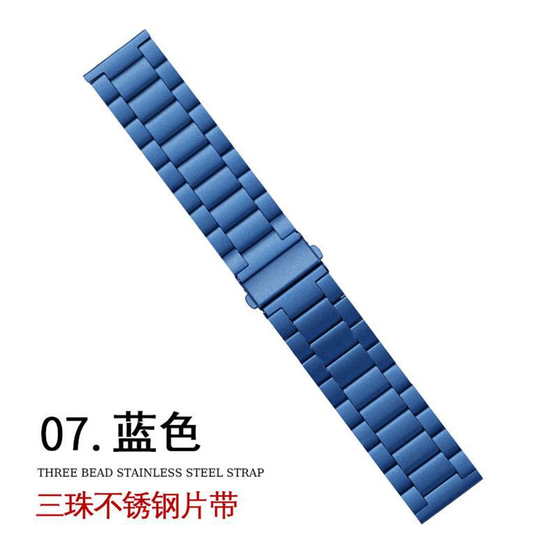 适用苹果applewatch三珠折叠扣钢片带iwatch三星华为智能手表表带详情15