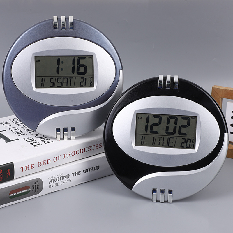 Modern creative silent wall clock for living room and bedroom, electronic clock with LCD display, gift clock pic 3