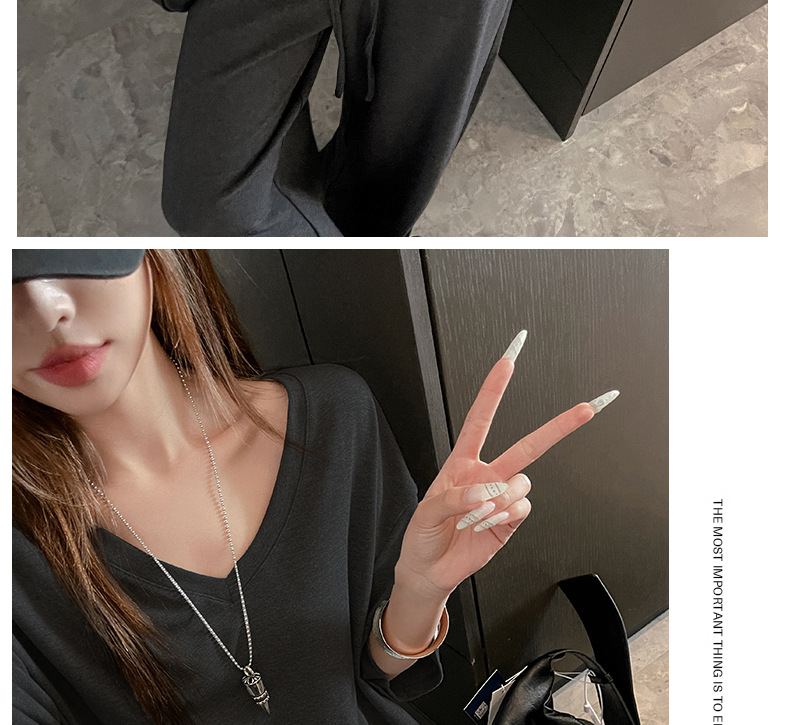 夏季韩系大版落肩袖V领短袖t恤女式基础款外穿高级感慵懒风上衣潮详情24