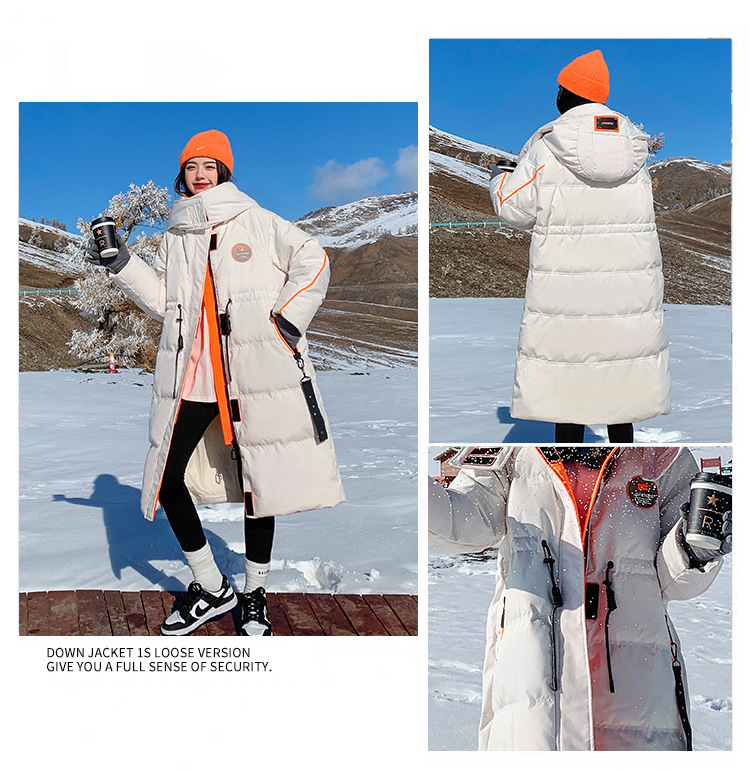 2022 mujer engrosada sobre la rodilla suelta abajo chaqueta regular medio largo commuter solid color abajo invierno nuevo pic 5