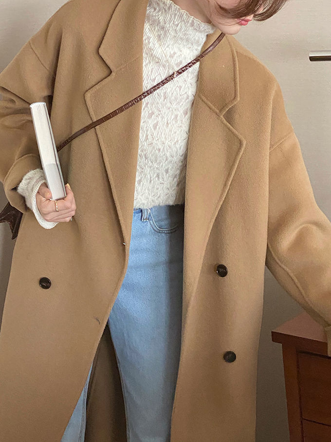 双面大衣女中长款2022新款韩版秋冬宽松洋气羊毛呢外套冬详情26