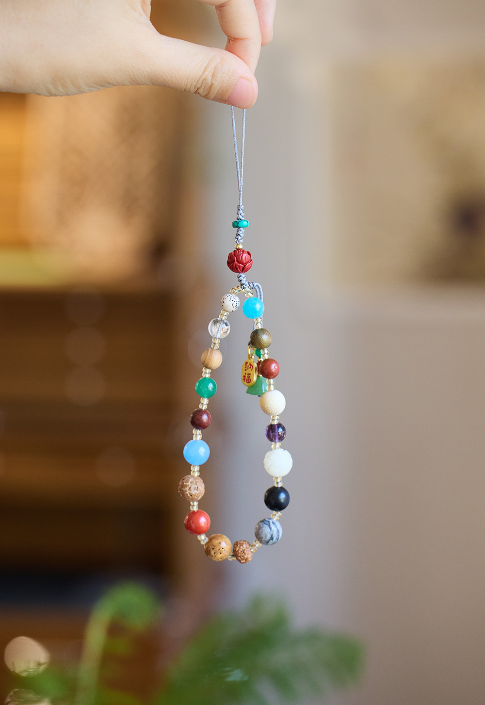 Eighteen Sons Multi-Treasure Bodhi Mobile Phone chain, mobile phone lanyard, pendant, Chinese-style short key chain, Bodhi seed pendant pic 15