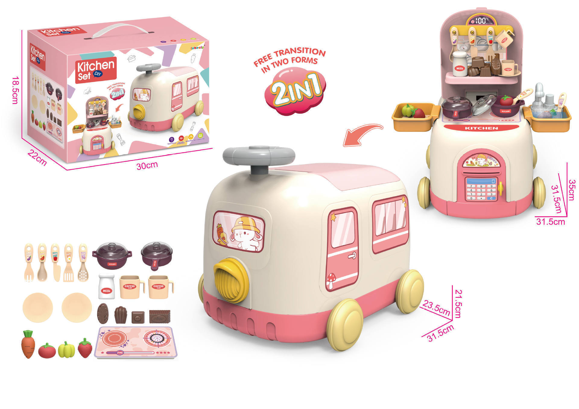 亚马逊跨境儿童火车收纳2合1厨房医具宠物女孩过家家益智场景玩具详情1