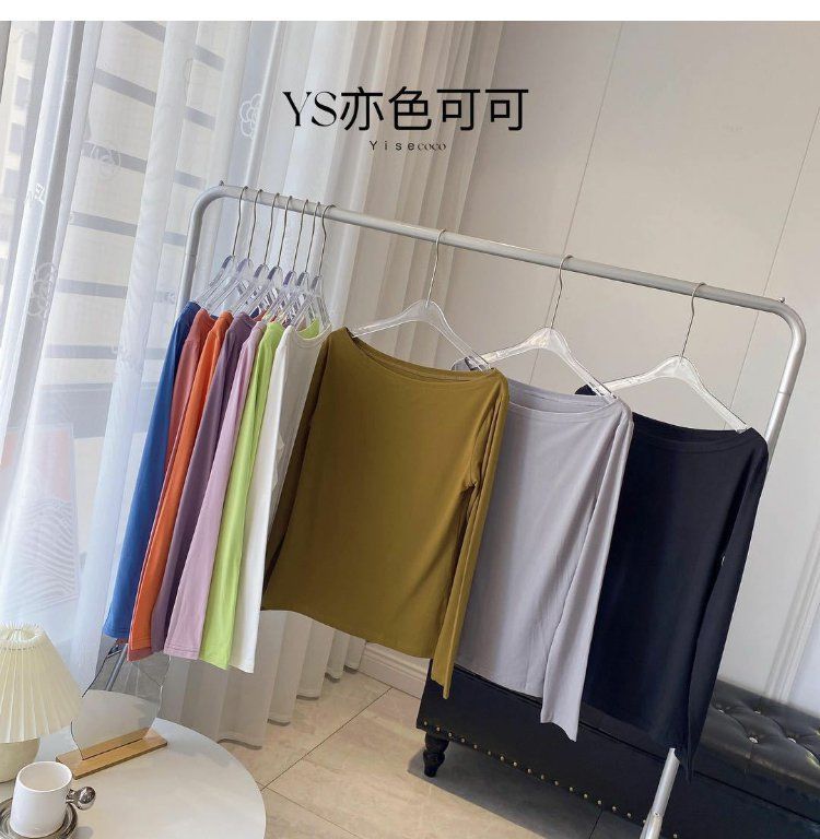 Yise Coco one-neck base layer for Women 2021 Early Autumn New style Japanese sweet and sexy thin long-sleeved top pic 9
