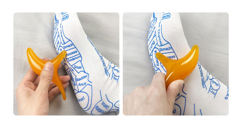 跨境英文足底疗按摩保健百穴位图解袜子脚底按摩经络三角雀点穴笔详情3