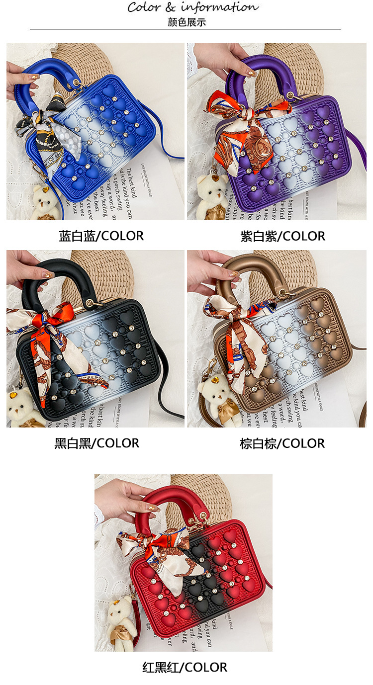 The 2021 Korean version of the trendy tote bag features a ribbon bow, an Instagram niche design with rivets and a slanted crossbody bag made of PU pic 2
