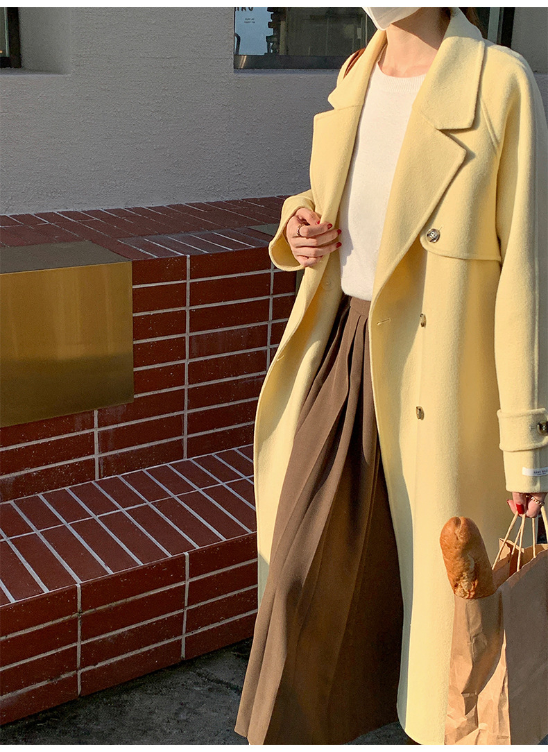 Q469 Dongdaemun Double-sided Cashmere Coat Korean version Autumn and Winter New Style Wool Tie suit collar woolen coat for women pic 39