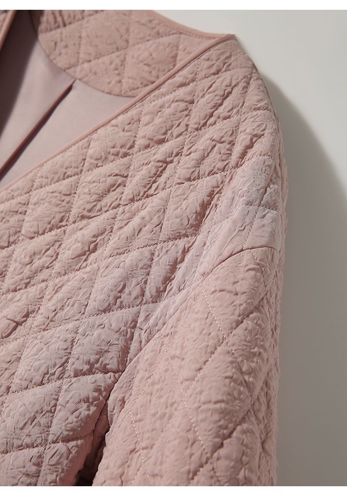 设计感菱形棉衣女V领轻薄好叠穿小香风棉服外套2022秋冬款详情15