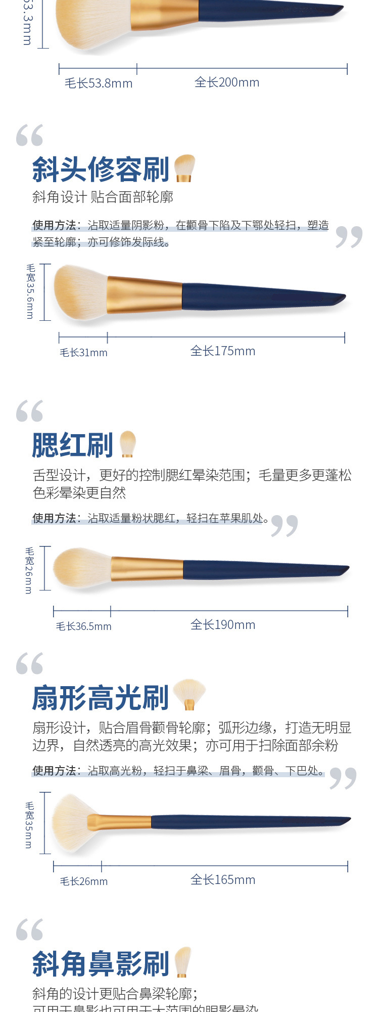 Blue Grape 5-piece makeup brush, eyeshadow brush set, Eye smuder brush, Detail Brush, Soft Bristles, portable for beginners pic 6