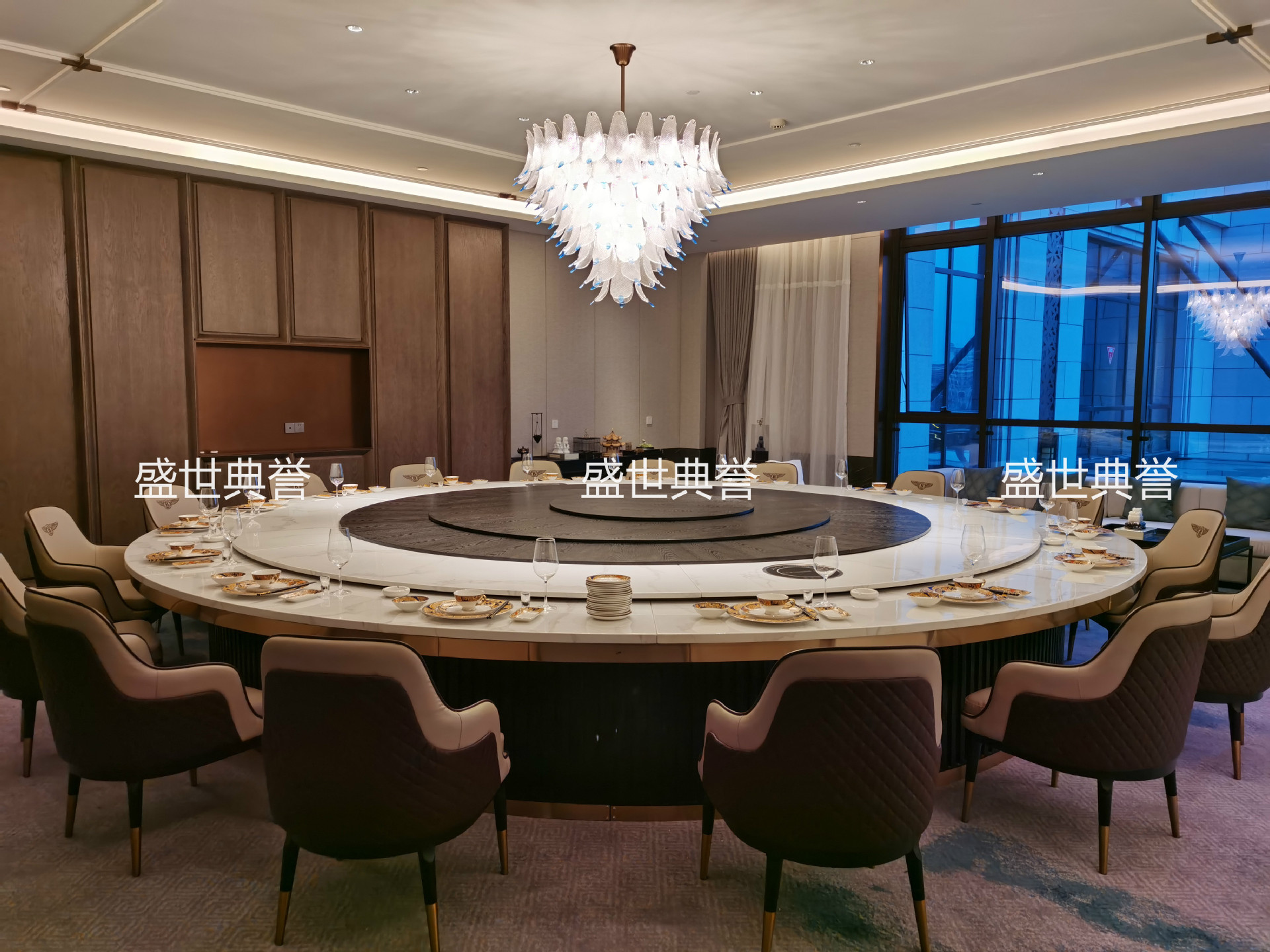 Electric dining tables for five-star hotels in Yichun, marble electric round tables for private rooms in resort hotels, and dining tables for seafood restaurants pic 9