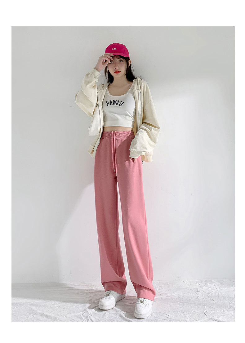 美式灰色运动裤子女秋冬季2023新款加绒加厚休闲小个子阔腿卫裤女详情26