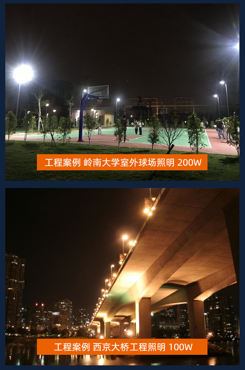 LED投光灯泛光灯厂房高亮户外广告灯室外露天防水广场球场灯路灯详情8