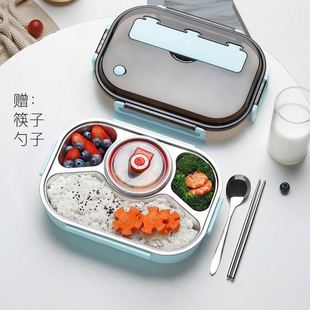304不锈钢便当盒上班族分隔食品级午餐盒 儿童小学生轻食保温饭盒详情6