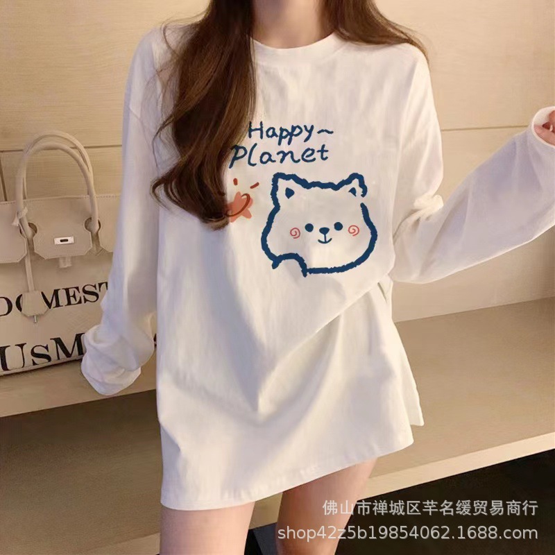 2023春秋新款女装长袖t恤韩版休闲大码女式t恤上衣打底衫外贸批发详情4