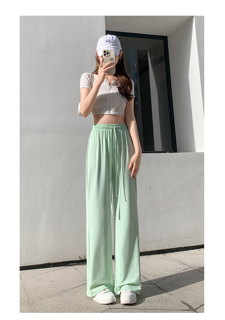 UPF50+夏季薄款冰丝运动裤女高腰宽松直筒休闲阔腿居家凉凉防晒裤详情16