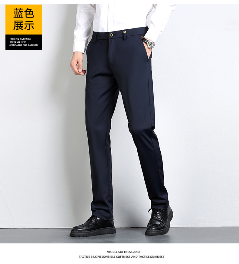 High-end business casual pants for men 2022 autumn and winter, thickened long pants, youth straight, elastic, wrinkle-free and drape dress pants pic 32