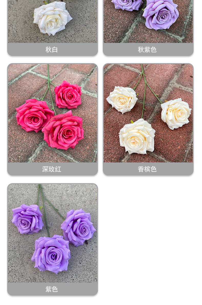 3头钻石玫瑰花仿真假花装饰婚庆婚礼堂路引插花商场瀑布玫瑰造景详情5