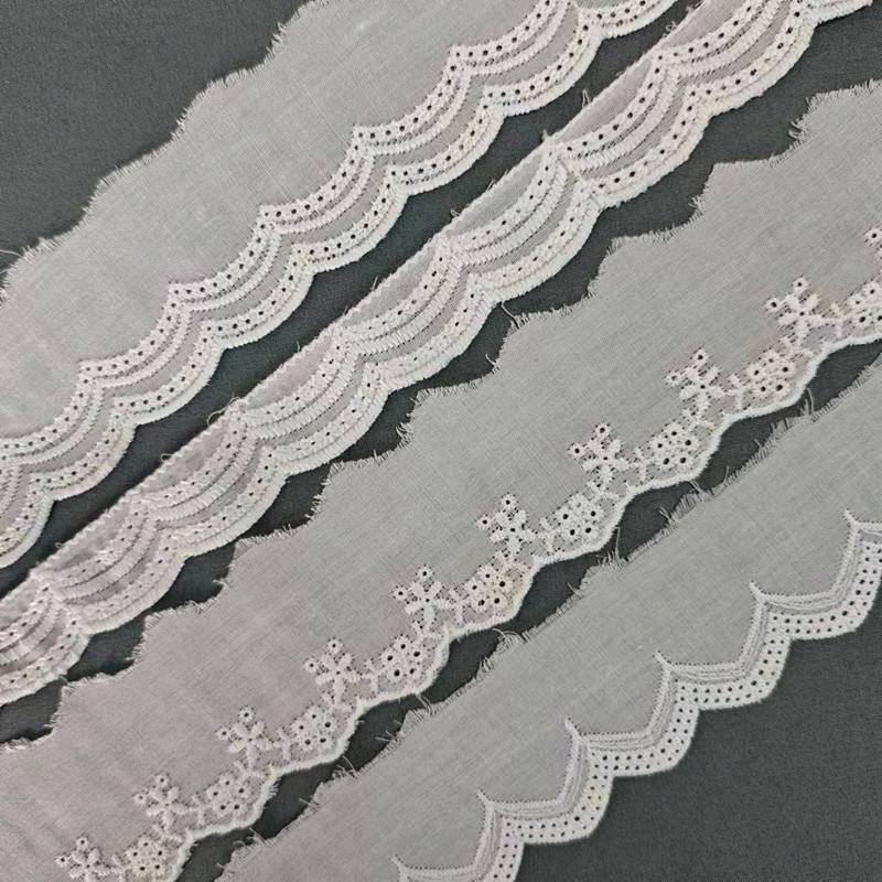 Wholesale of cotton embroidered lace, hollowed-out lace, embroidered skirt hem, clothing accessories, milk silk, perforated, barcode 2.5 pic 3
