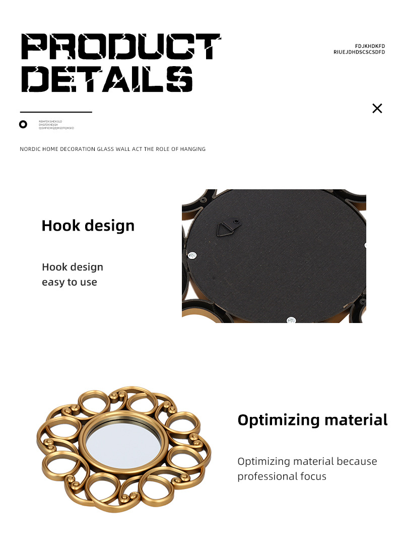 厂家直供装饰镜塑料镜框复古镜框欧式古典组合圆形装饰镜详情7