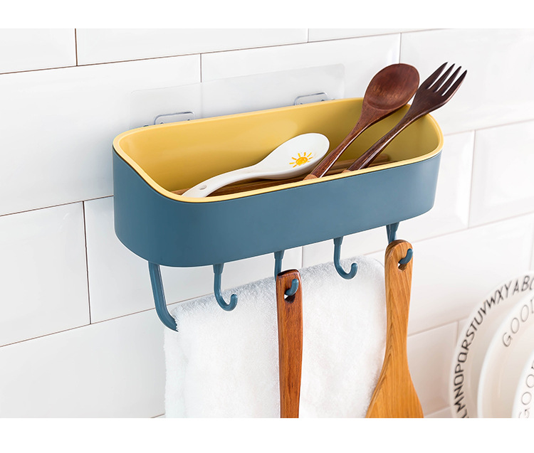 Towel rack without perforation, bathroom storage rack, bathroom and kitchen adhesive storage rack, toiletries storage rack pic 11