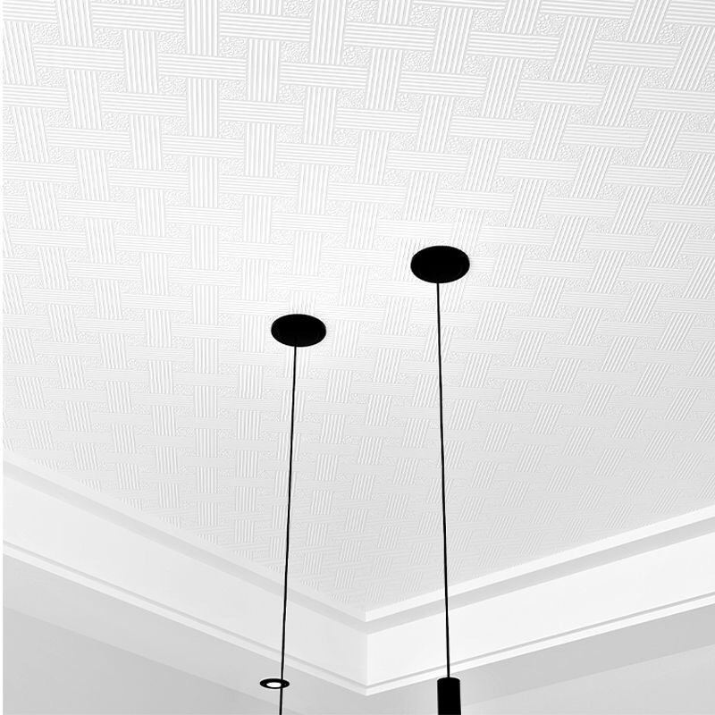 现代简约3d无纺布吊顶天花板屋顶墙纸卧室酒店宾馆白色日系壁纸详情7