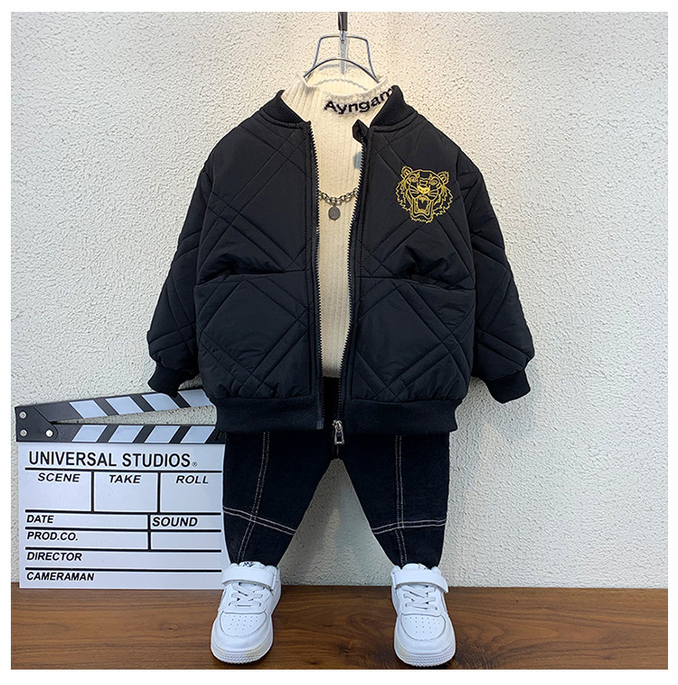 Niños chaquetas ligeras niños guapo otoño 2022 nuevo bebé vestido de béisbol otoño invierno engrosado algodón pic 11