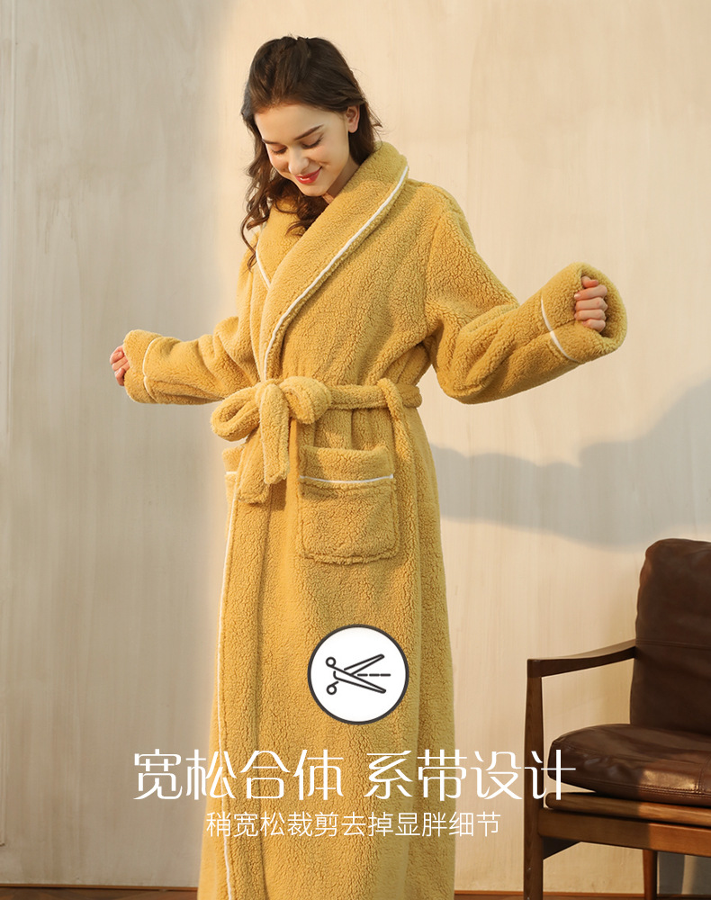 秋冬季加厚舒棉绒睡袍男士冬天加肥大码轻奢情侣浴袍女加长款睡衣详情11