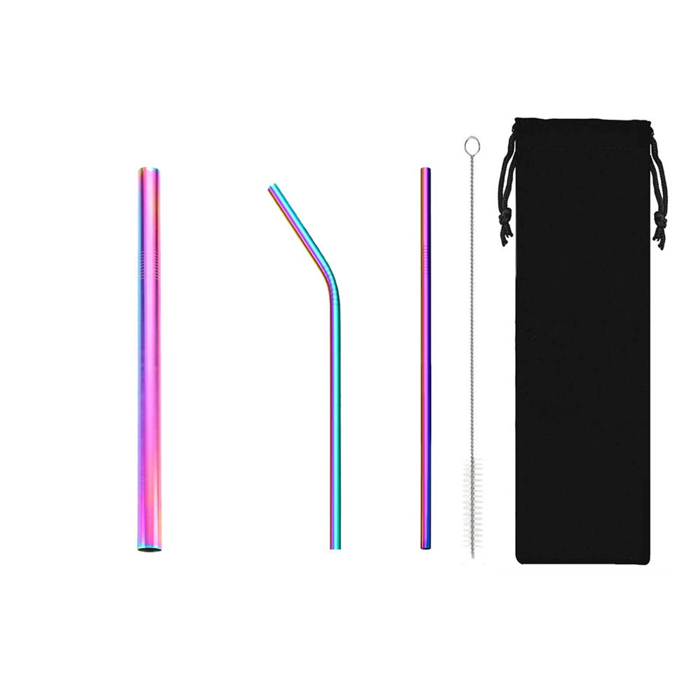SWENO portable 304 stainless steel straw set for milk tea, coffee and beverages, colorful straw set, can be equipped with a velvet bag, portable, easy to clean, reusable stainless steel straws for outdoor and household use pic 15