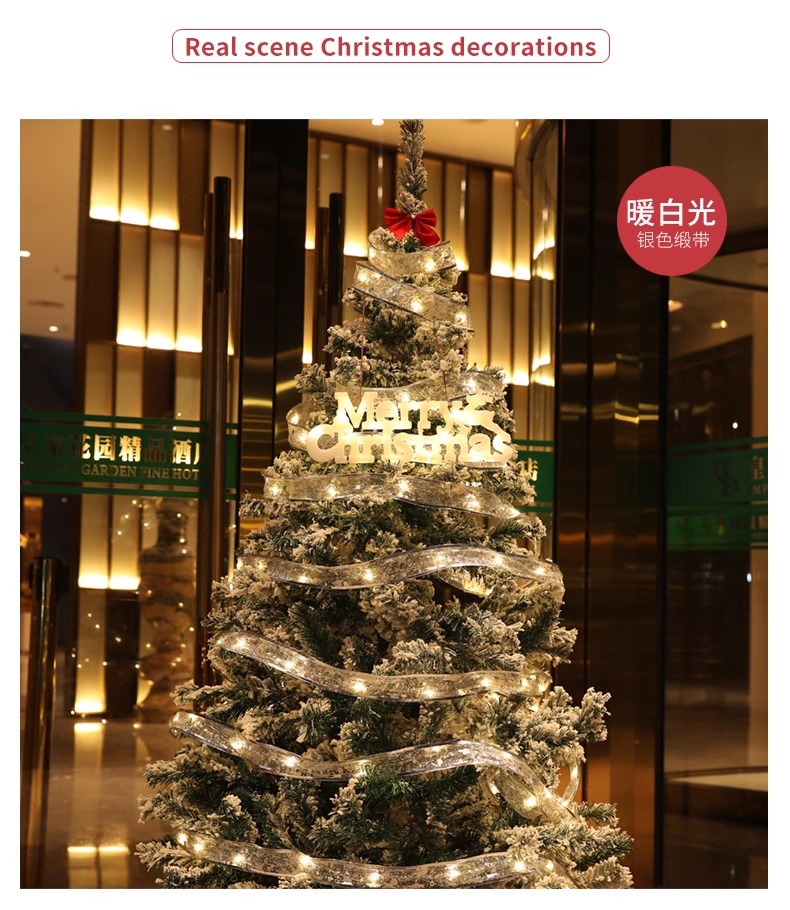 Cross-border new Christmas ribbon Christmas tree decorative lights, satin lighting strips, room and bedroom decorations, luminous fabric pic 17
