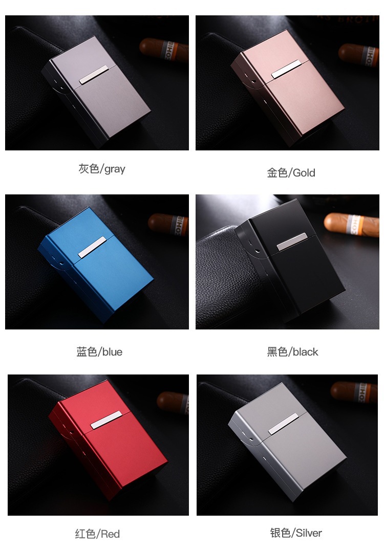 The magnetic flap aluminum cigarette box is pressure-resistant, moisture-proof, portable and can hold a whole pack of cigarettes. It can be placed in a personalized laser 20-cigarette box pic 21