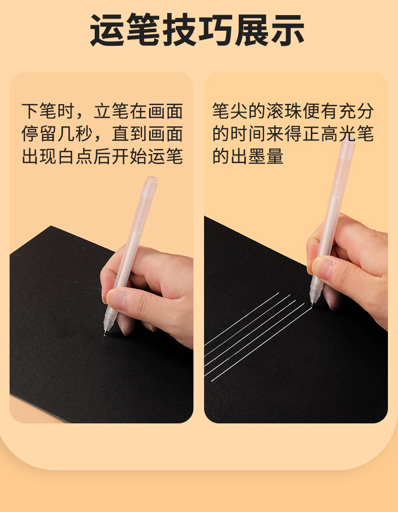 Shanzhi High-gloss pen, hand-drawn high-gloss white pen, art special pen, white outlining pen, student drawing pen, diary pen pic 17