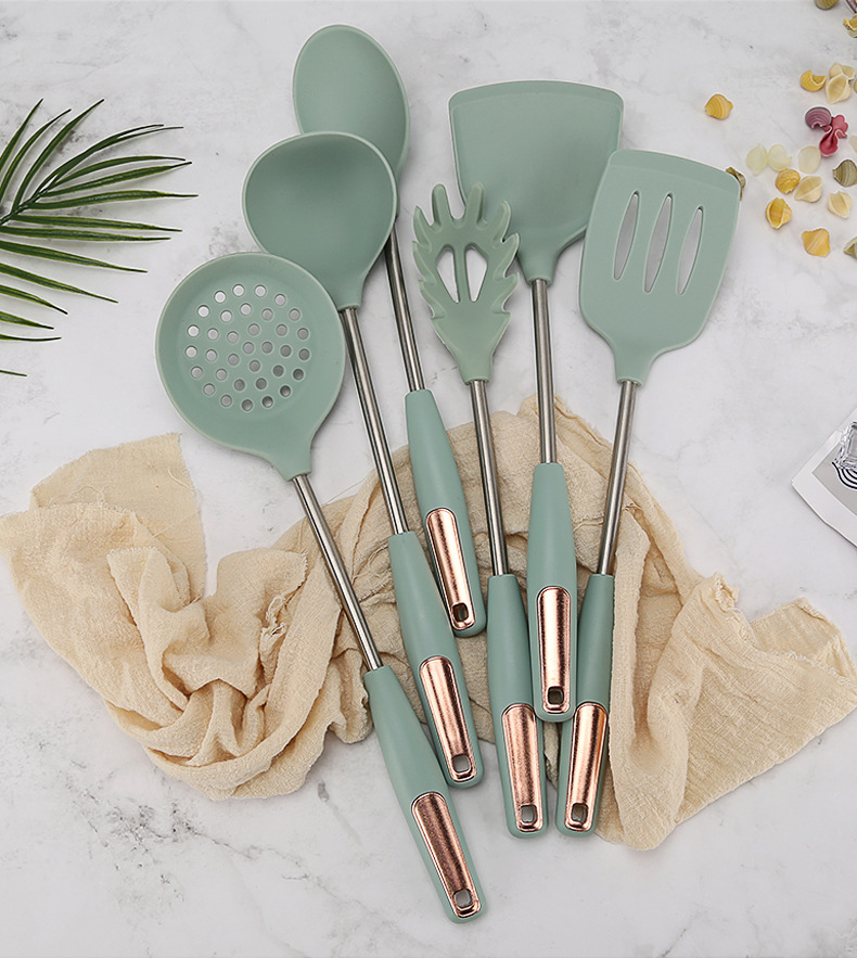 硅胶厨具7件套装 北欧风炒菜铲子家用锅铲炒勺子汤勺厨房厨具用品详情3