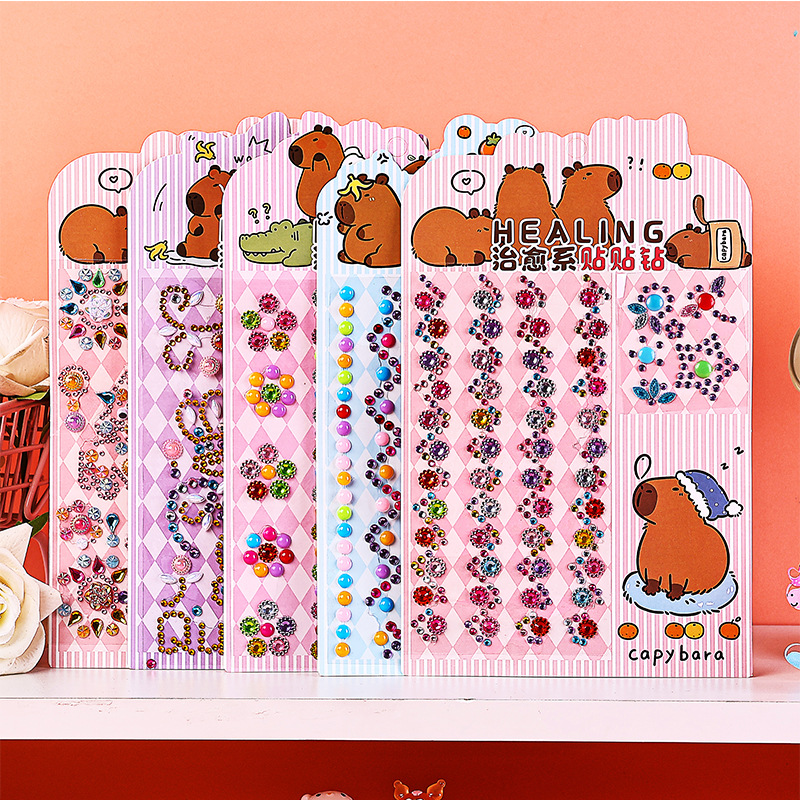 新款卡皮巴拉系列装饰贴 治愈系贴贴钻亚克力手机保温杯贴纸详情3