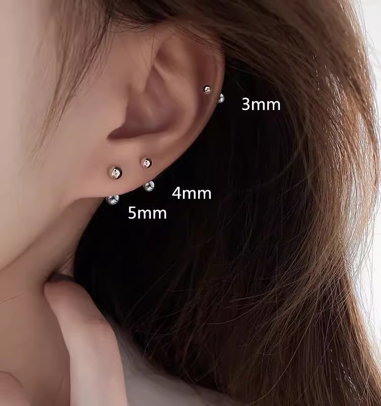 【3 Pairs 】925 Silver Needle Pearl Earrings, Bean ear studs, Sleep without Removing Zircon Ear Bone studs, Ear Piercing Earrings pic 17