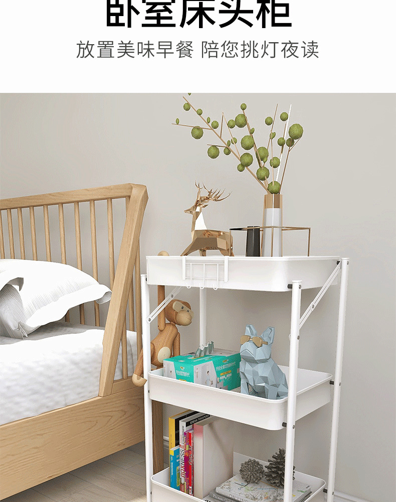 No-installation folding trolley storage rack, kitchen storage rack, floor-standing multi-layer household storage rack pic 8