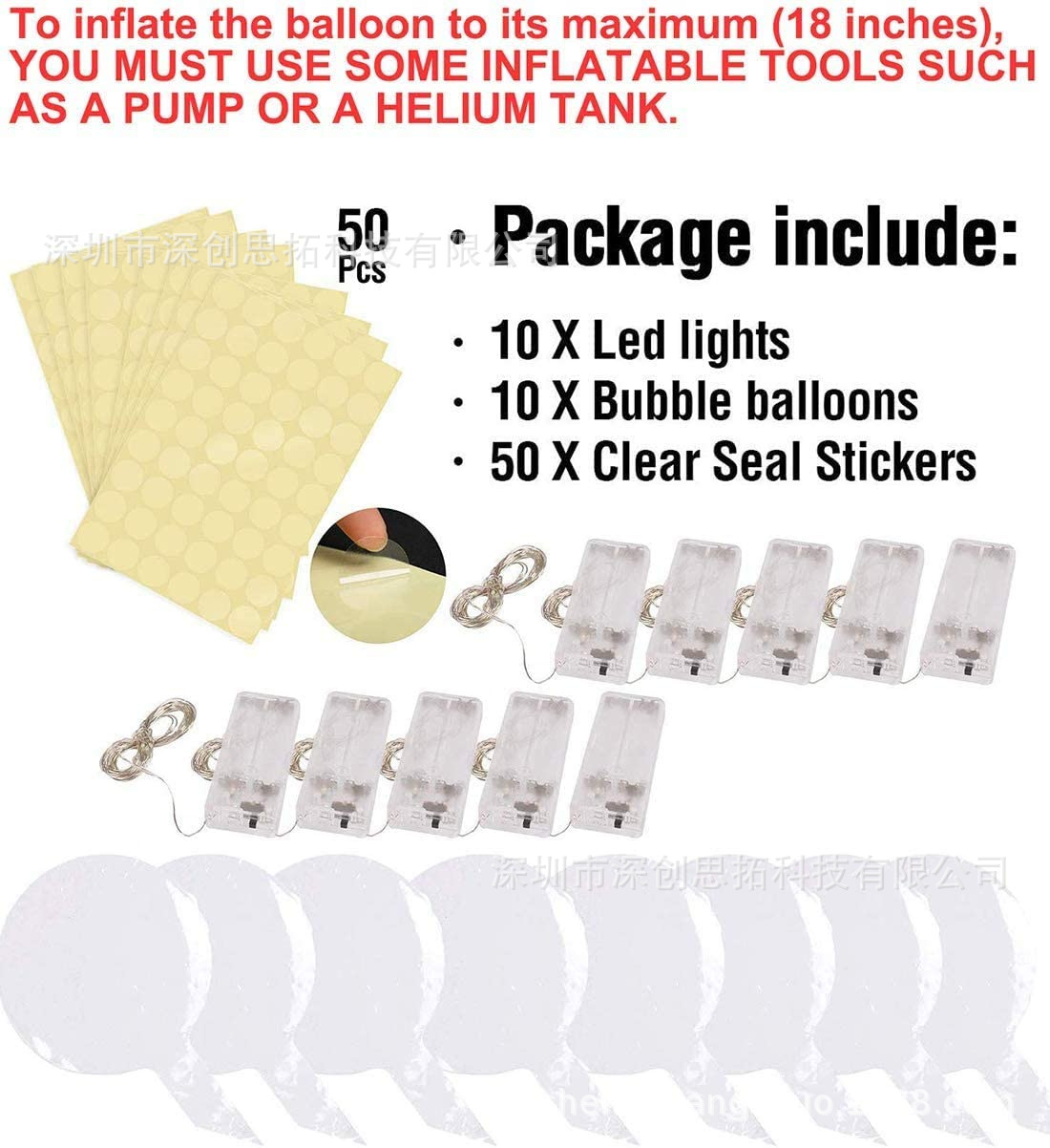 18-inch helium balloon LED color balloon 3m color light Party wedding decoration Glowing helium balloon (color) pic 2