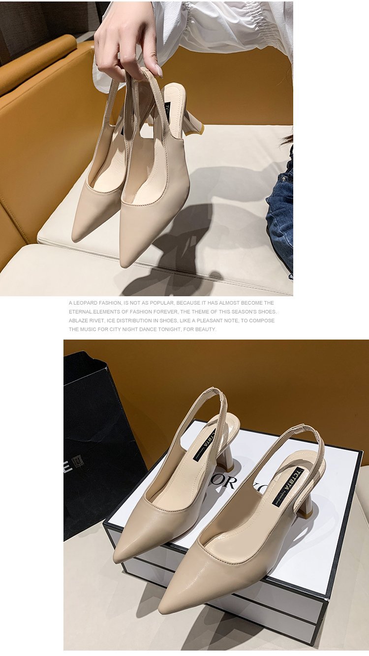 2023春夏季新款尖头高跟鞋女细跟包头凉鞋后空浅口单鞋女详情74