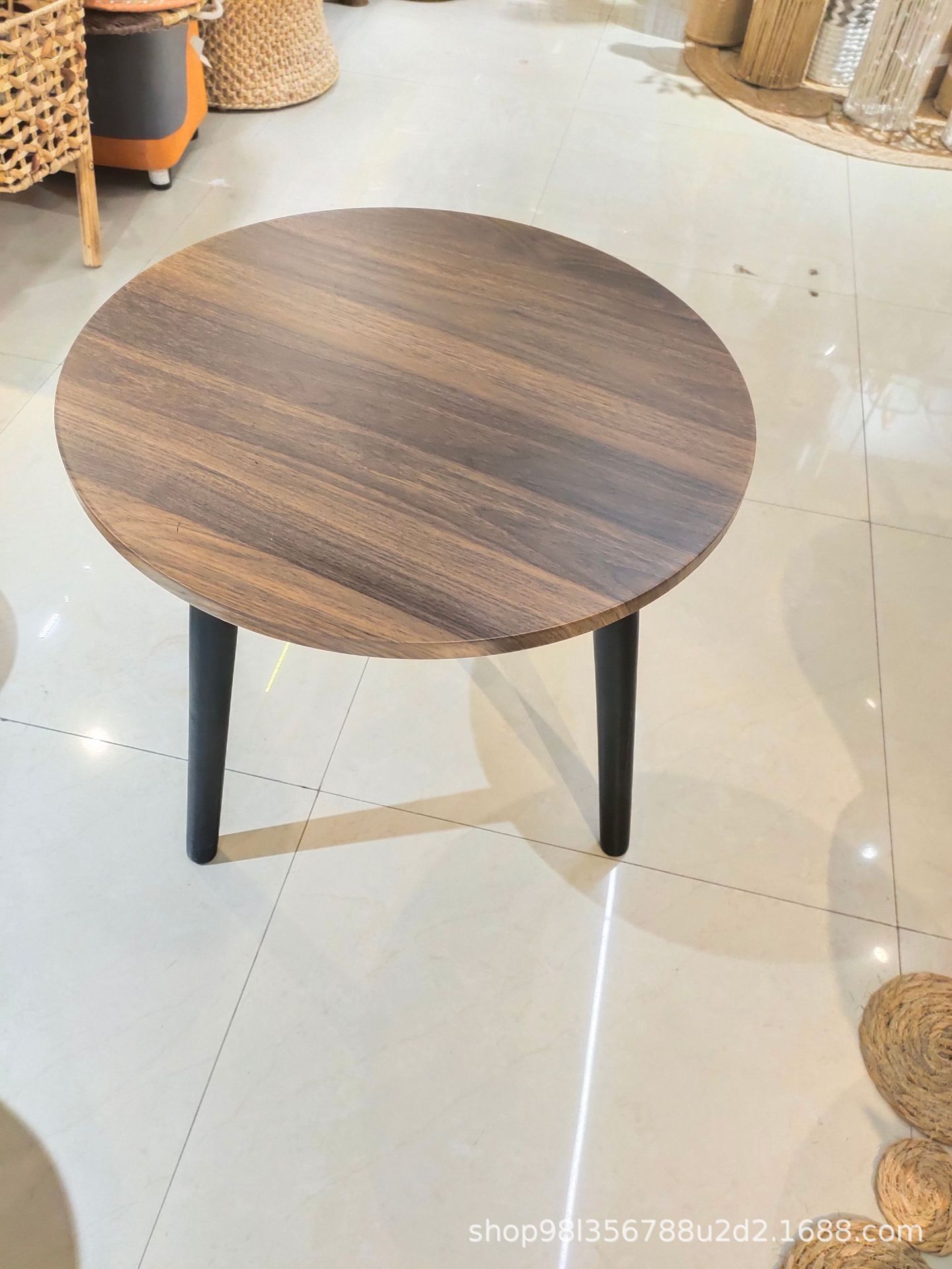 简约现代风三件套木质圆形茶几家用小户型床头茶几卧室坐地小茶几详情4