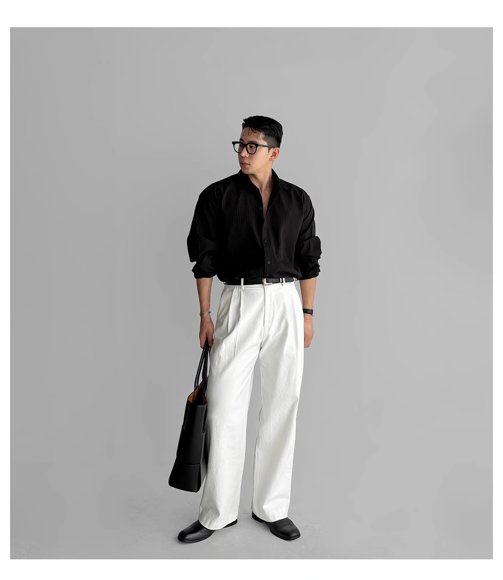 Black long-sleeved shirt for men, with a high-end vertical stripe texture, light mature style, inch shirt, versatile, no-iron casual business shirt pic 7