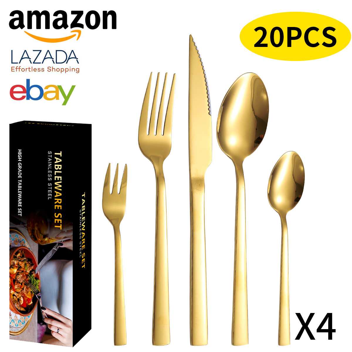 亚马逊跨境爆款葡萄牙不锈钢餐具24/40件西餐牛排刀叉勺礼盒套装详情9