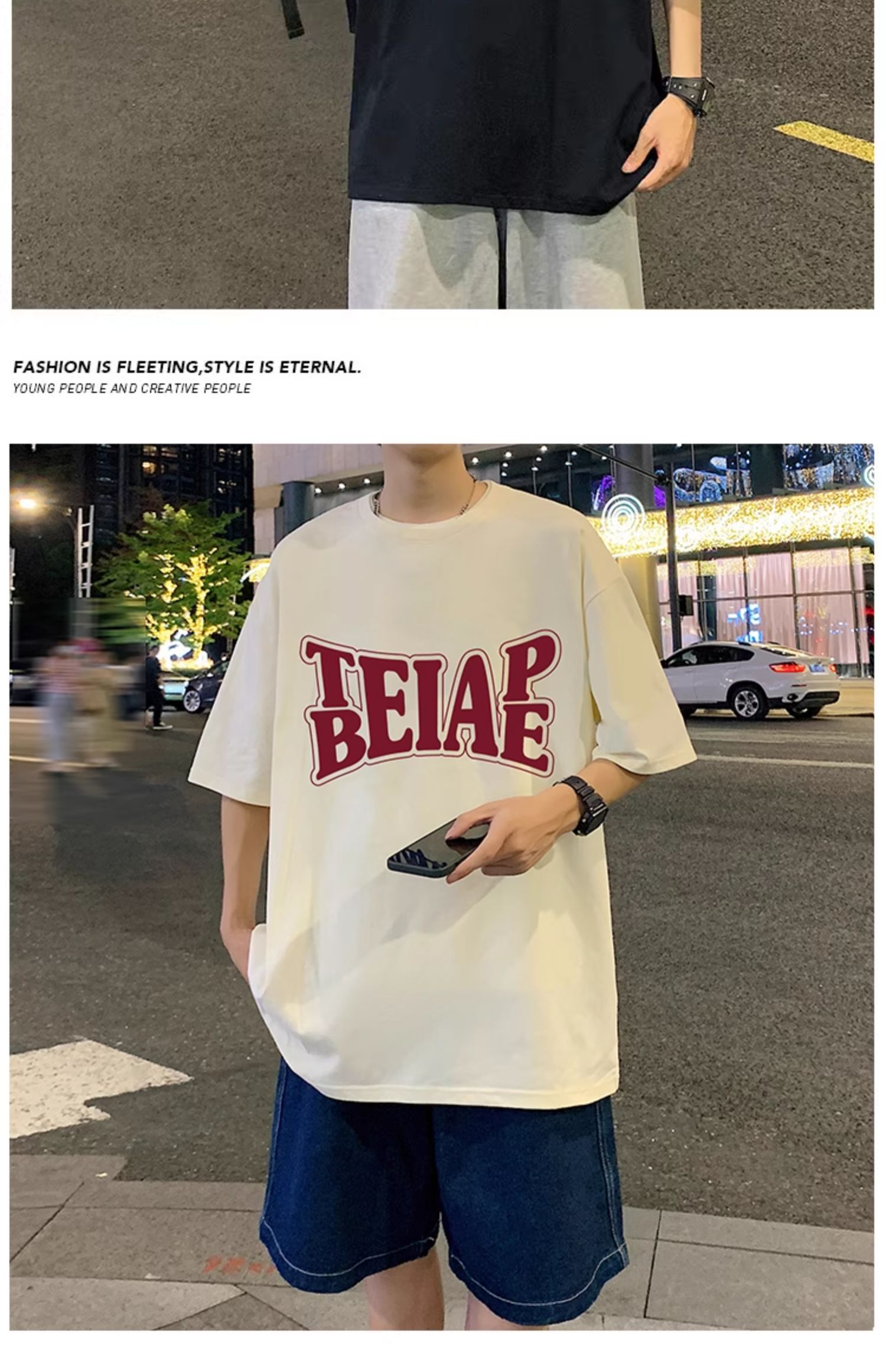 港风复古棉短袖T恤男ins潮牌夏季2024新款男装oversize宽松体恤详情15