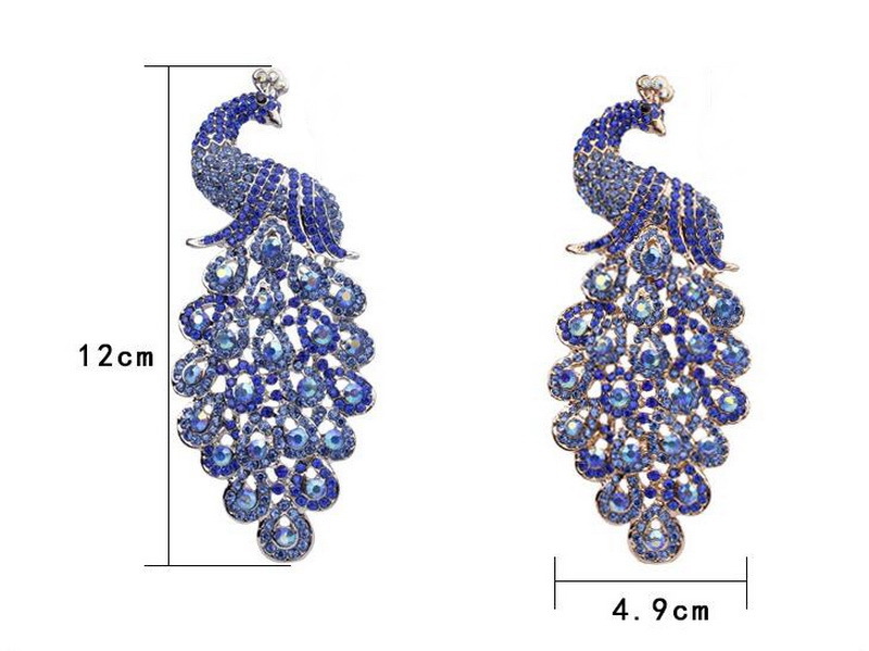 现货胸针 女奢华孔雀胸花别针 镶水钻动物胸针服装艺术品配饰批发详情1
