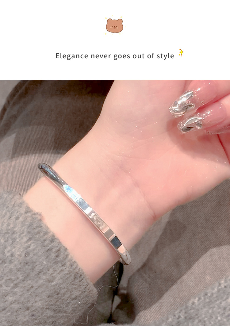 s925 Silver bracelet for girls, high-end bear bracelet, silver bracelet, push-pull bracelet, bracelet, and silver jewelry pic 6