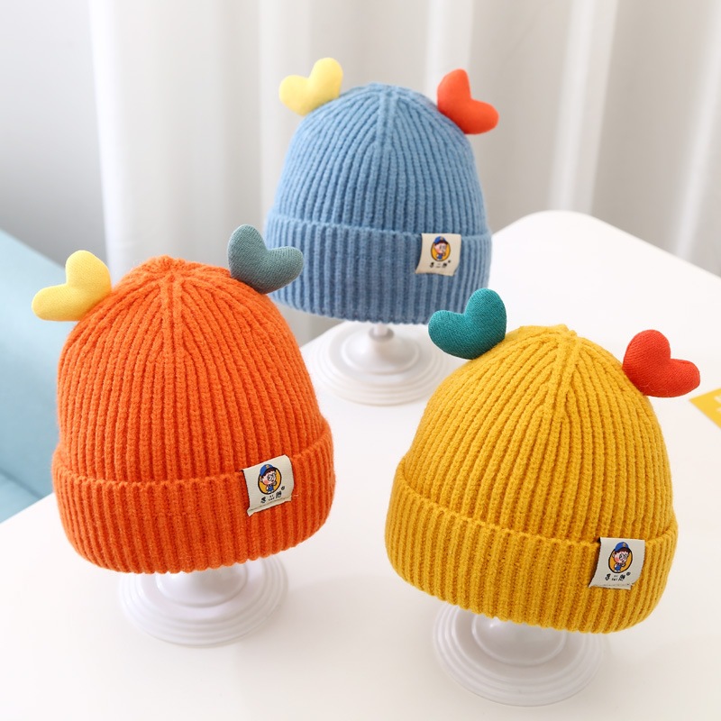Baby knitted caps, super cute and adorable woolen caps for boys and girls in autumn and winter, thickened pullover caps for babies pic 1