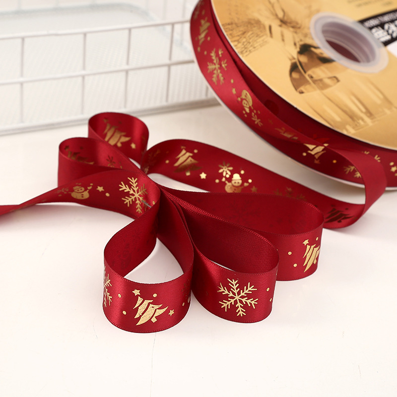 Dingxin Christmas Ribbon Wholesale: 2.5CM Christmas gifts, gold-embossed printed packaging ribbons, Christmas tree ribbons pic 41