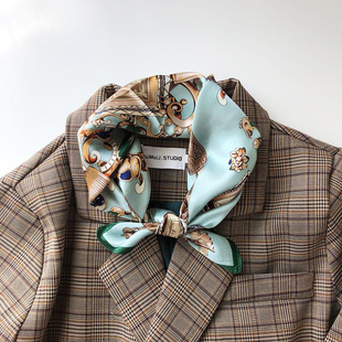 Wholesale silk scarves for overseas gifts and return gifts, cross-border silk autumn and winter decorative plain crepe satin 53cm floral neckerchiefs, small square scarves pic 6
