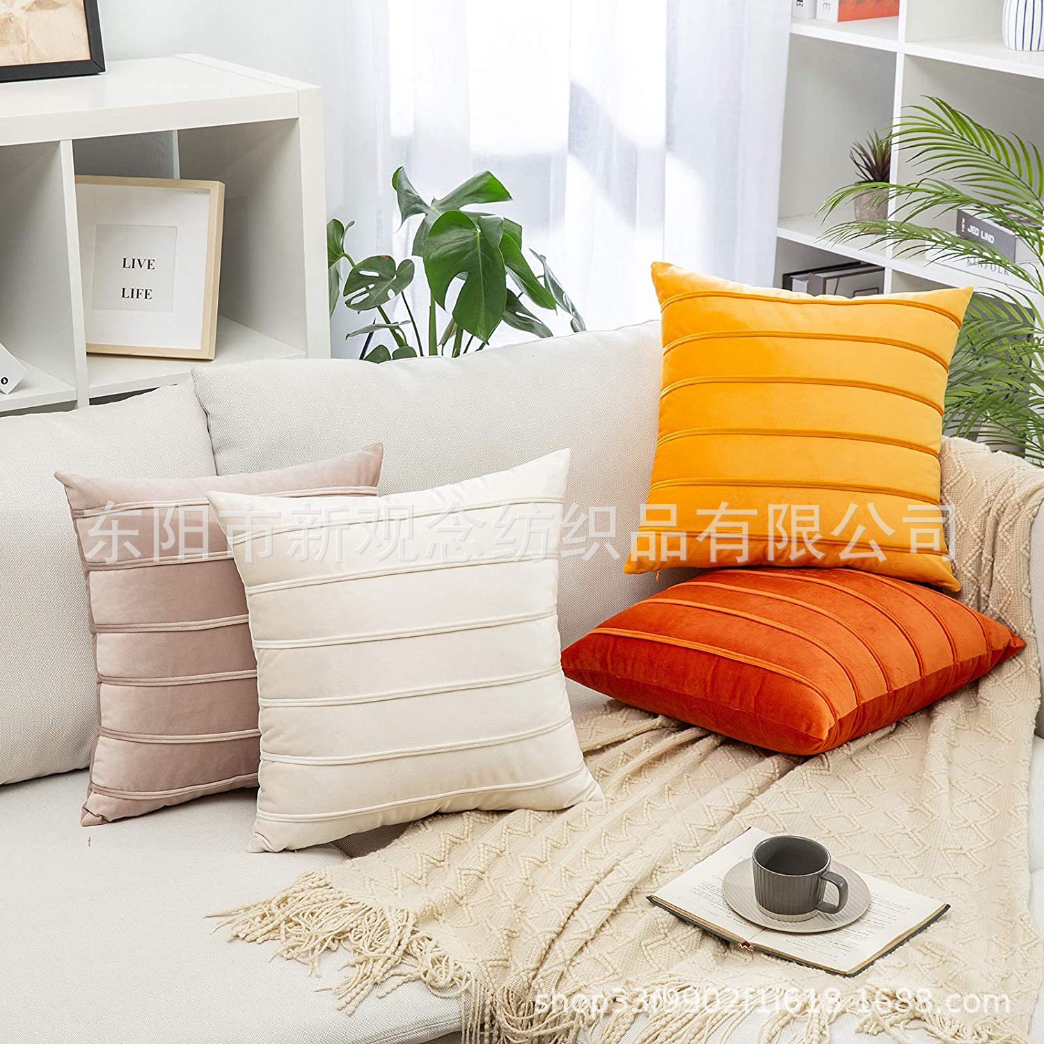 Wholesale factory direct sales of new Dutch velvet waist pillow, velvet throw pillow, light luxury pressure rope, creative throw pillow cover and cushion pic 17